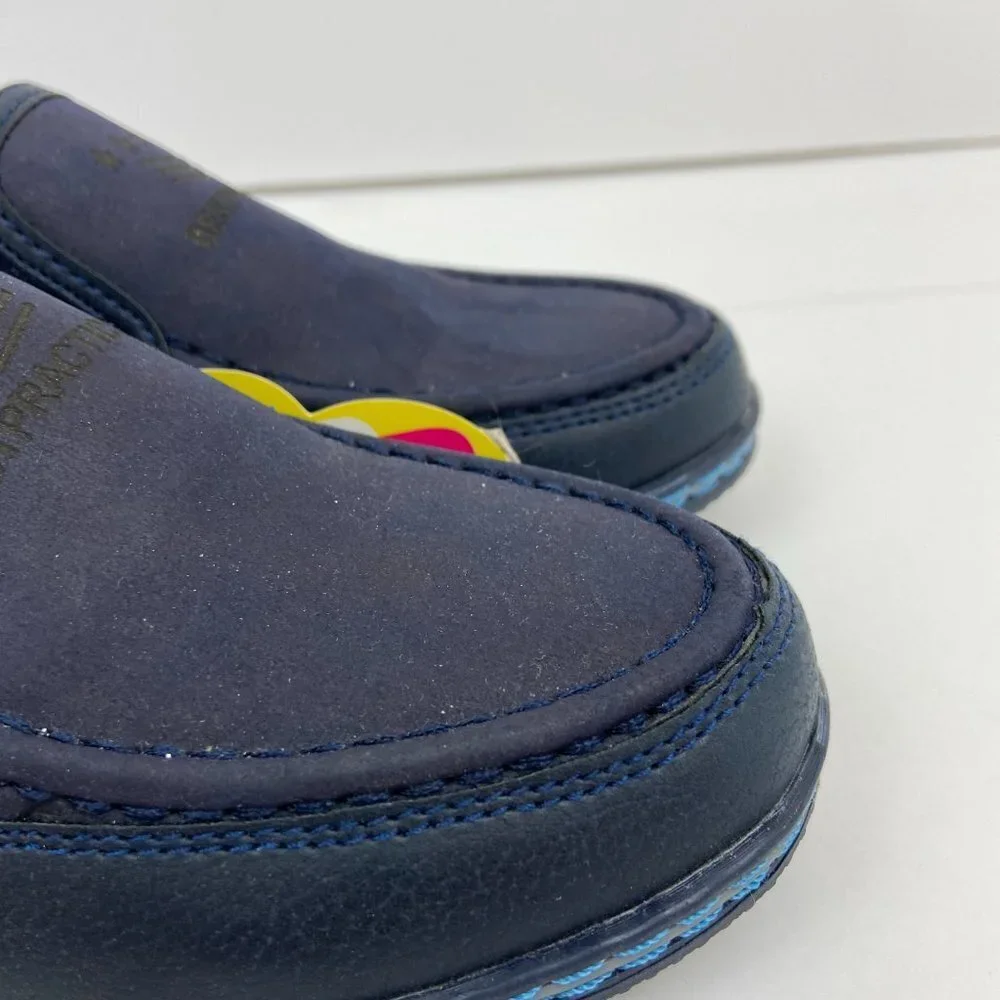 NWT M + D Boys Blue Faux Leather Slip-on Loafers Size 1 (EU 32)